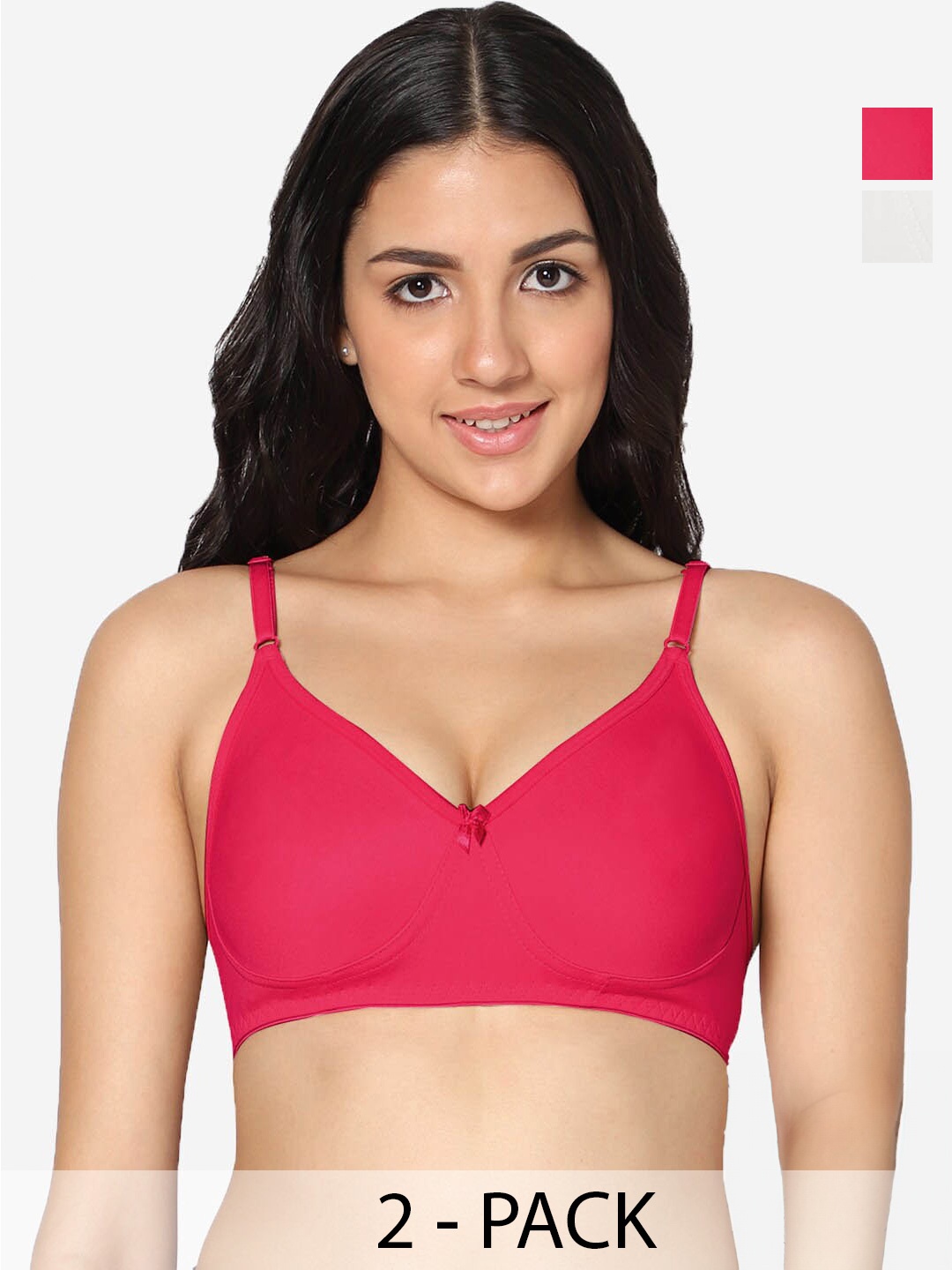

In Care Pack Of 2 Full Coverage Non Padded Pure Cotton T-shirt Bra With All Day Comfort, Red