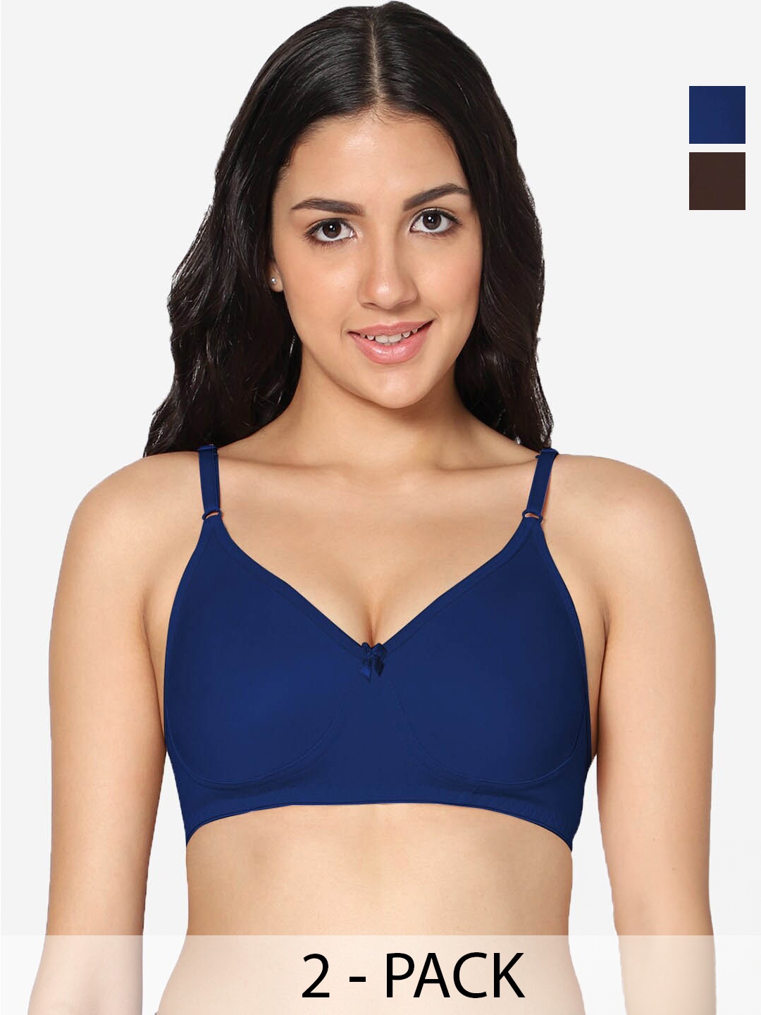 

In Care Pack Of 2 Full Coverage Pure Cotton T-shirt Bra With All Day Comfort, Blue