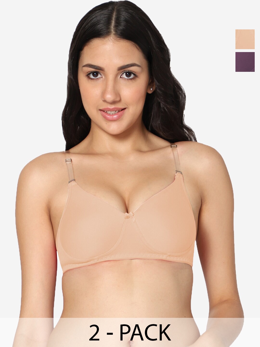 

In Care Pack Of 2 Full Coverage Pure Cotton Push-Up Bra With All Day Comfort, Beige