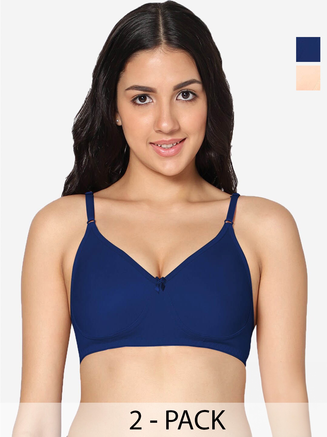 

In Care Pack Of 2 Full Coverage Pure Cotton Bra With All Day Comfort, Blue