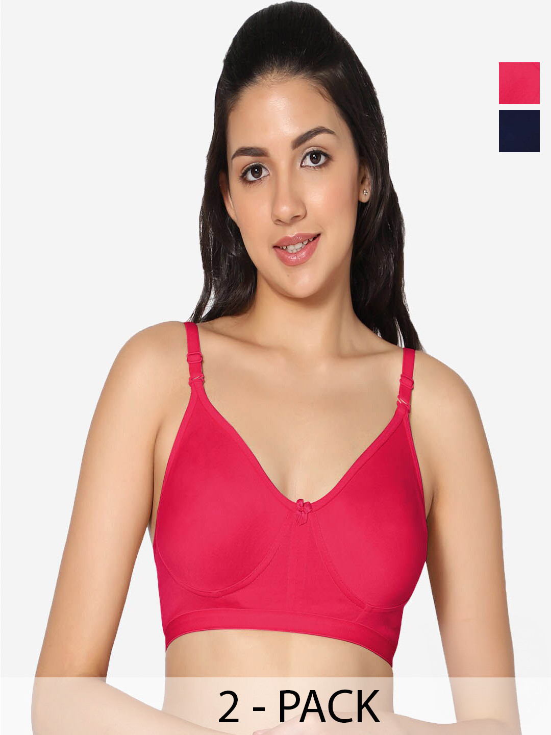 

In Care Pack Of 2 Full Coverage Pure Cotton Bra With All Day Comfort, Blue