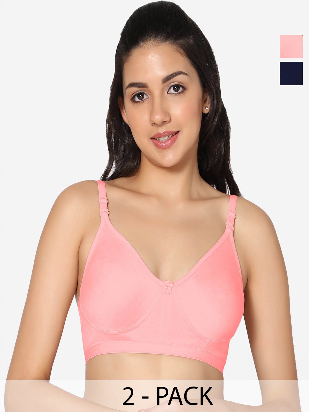 

In Care Pack Of 2 Full Coverage Pure Cotton Bra With All Day Comfort, Blue