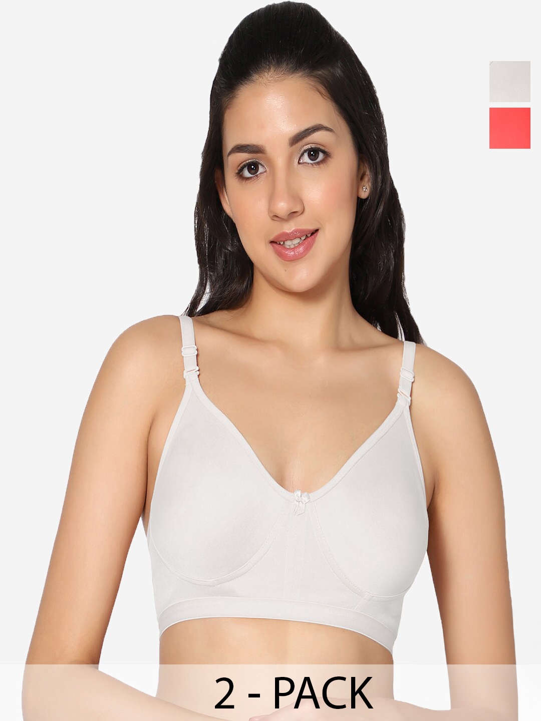 

In Care Pack Of 2 Full Coverage Non Padded Pure Cotton T-shirt Bra With All Day Comfort, White