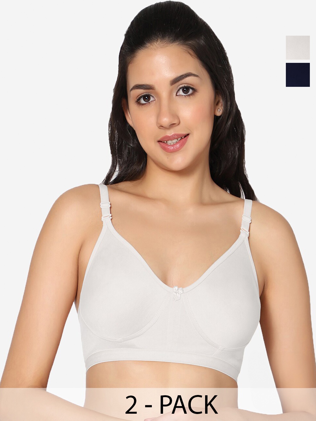 

In Care Pack Of 2 Full Coverage Non-Wired All Day Comfort Cotton Bra, White