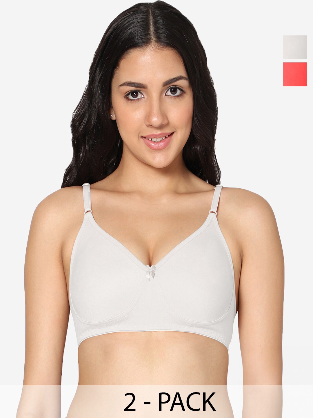 

In Care Pack Of 2 Full Coverage Non-Wired All Day Comfort Cotton Bra, White