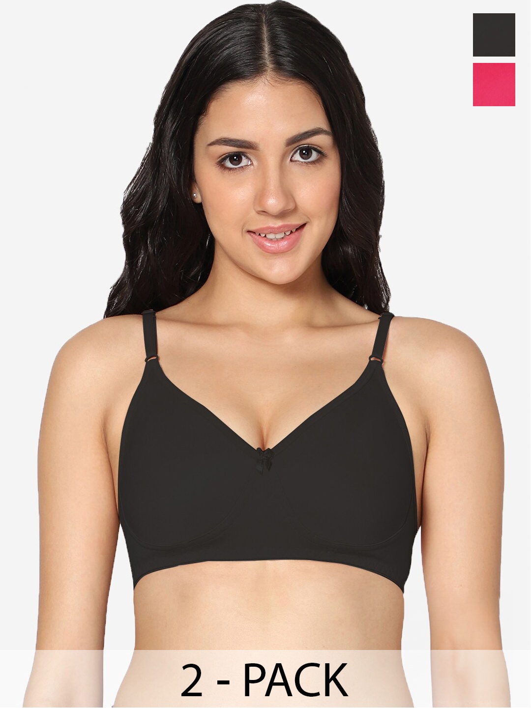 

In Care Pack Of 2 Full Coverage Non-Wired All Day Comfort Cotton Bra, Magenta