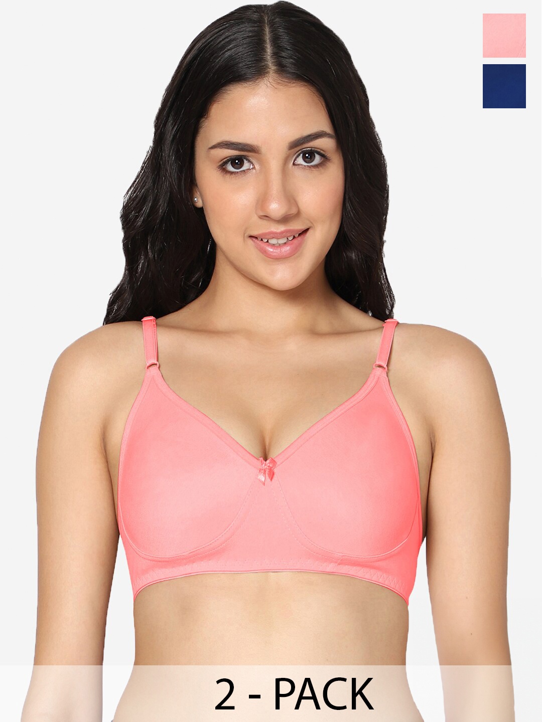 

In Care Pack Of 2 Full Coverage Non-Wired All Day Comfort Cotton Bra, Pink