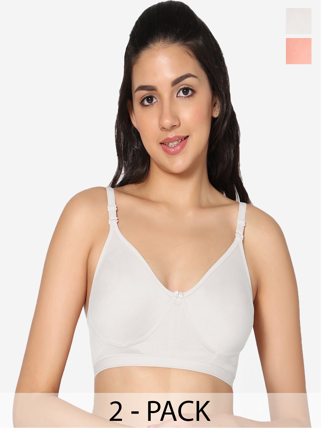 

In Care Pack of 2 Full Coverage Cotton T-shirt Bra with All Day Comfort, White