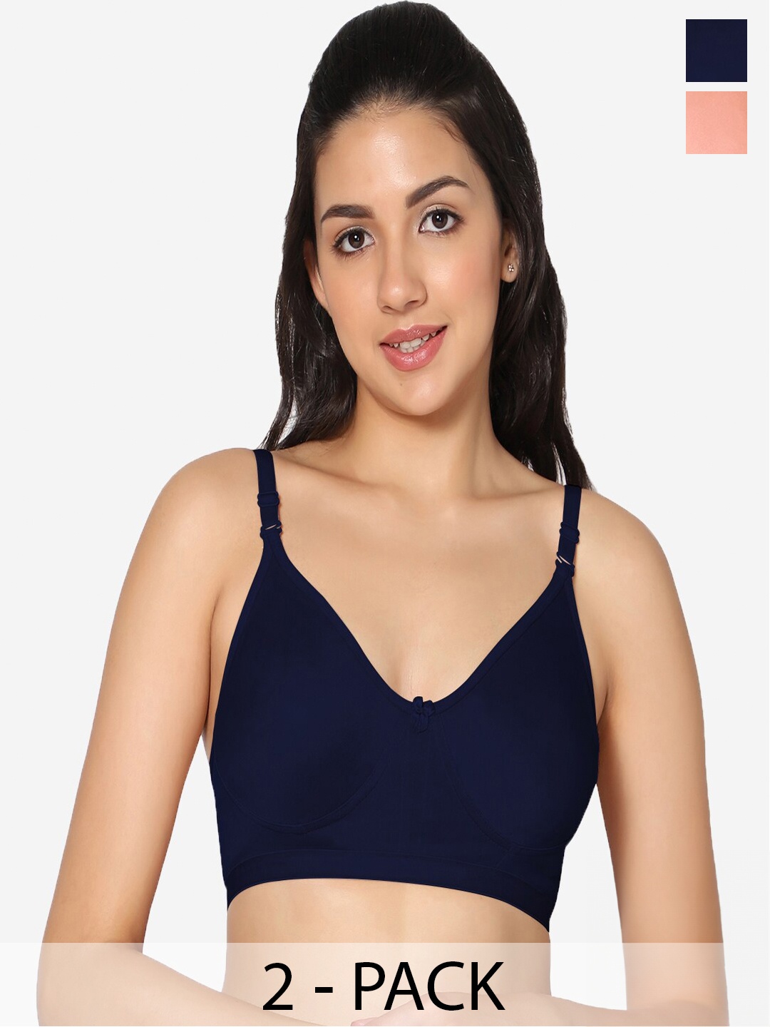 

In Care Pack of 2 Full Coverage Cotton T-shirt Bra with All Day Comfort, Blue