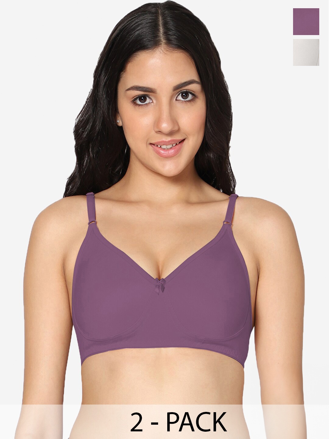 

In Care Pack of 2 Full Coverage Cotton T-shirt Bra with All Day Comfort, Purple