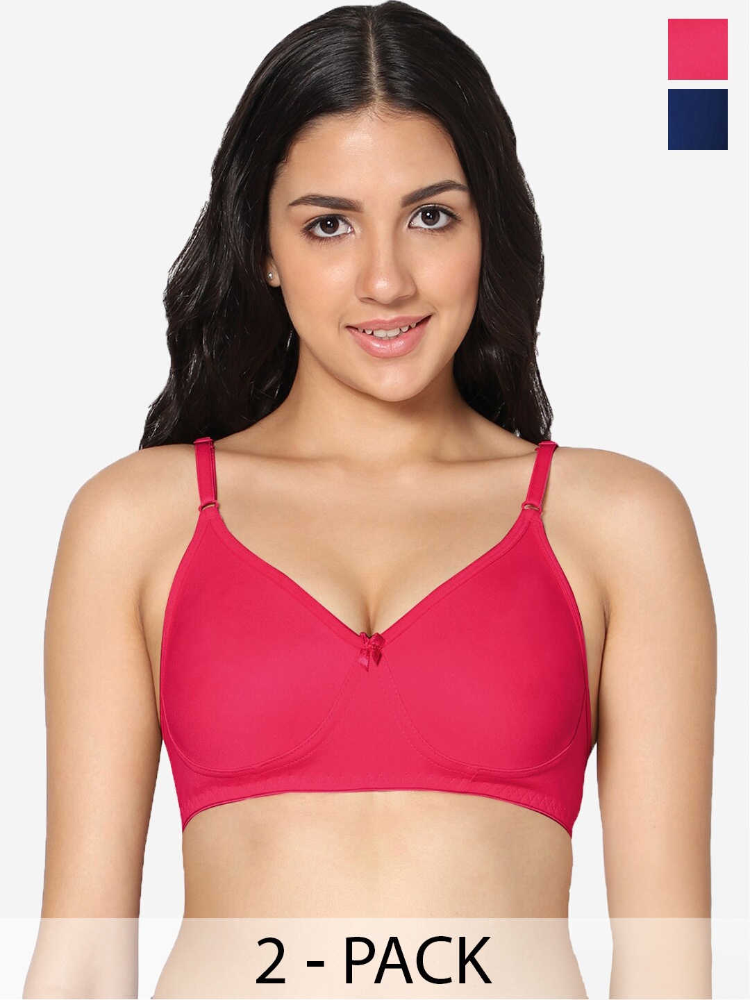 

In Care Pack of 2 Full Coverage Cotton T-shirt Bra with All Day Comfort, Magenta