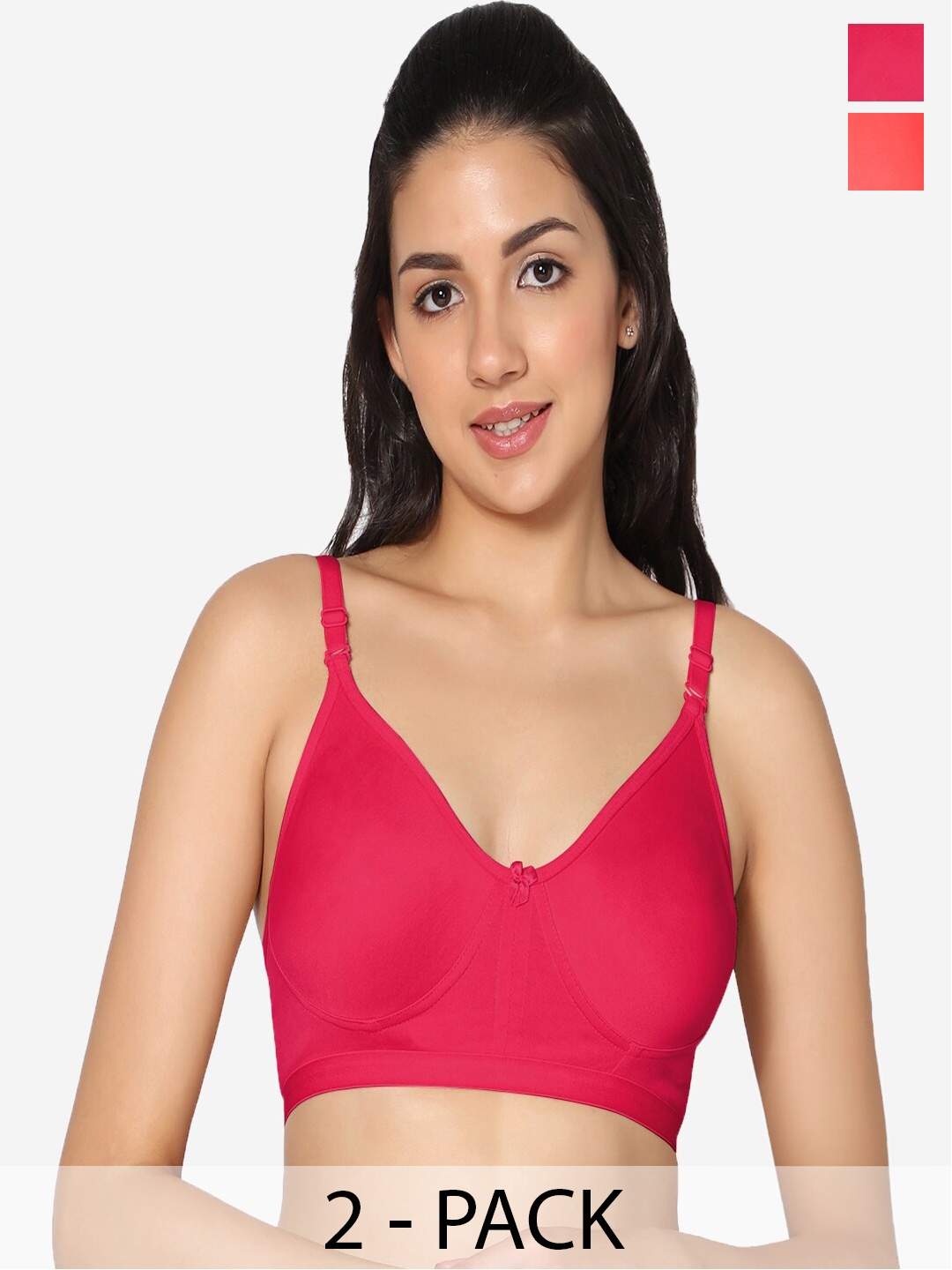 

In Care Pack of 2 Full Coverage Cotton T-shirt Bra with All Day Comfort, Magenta