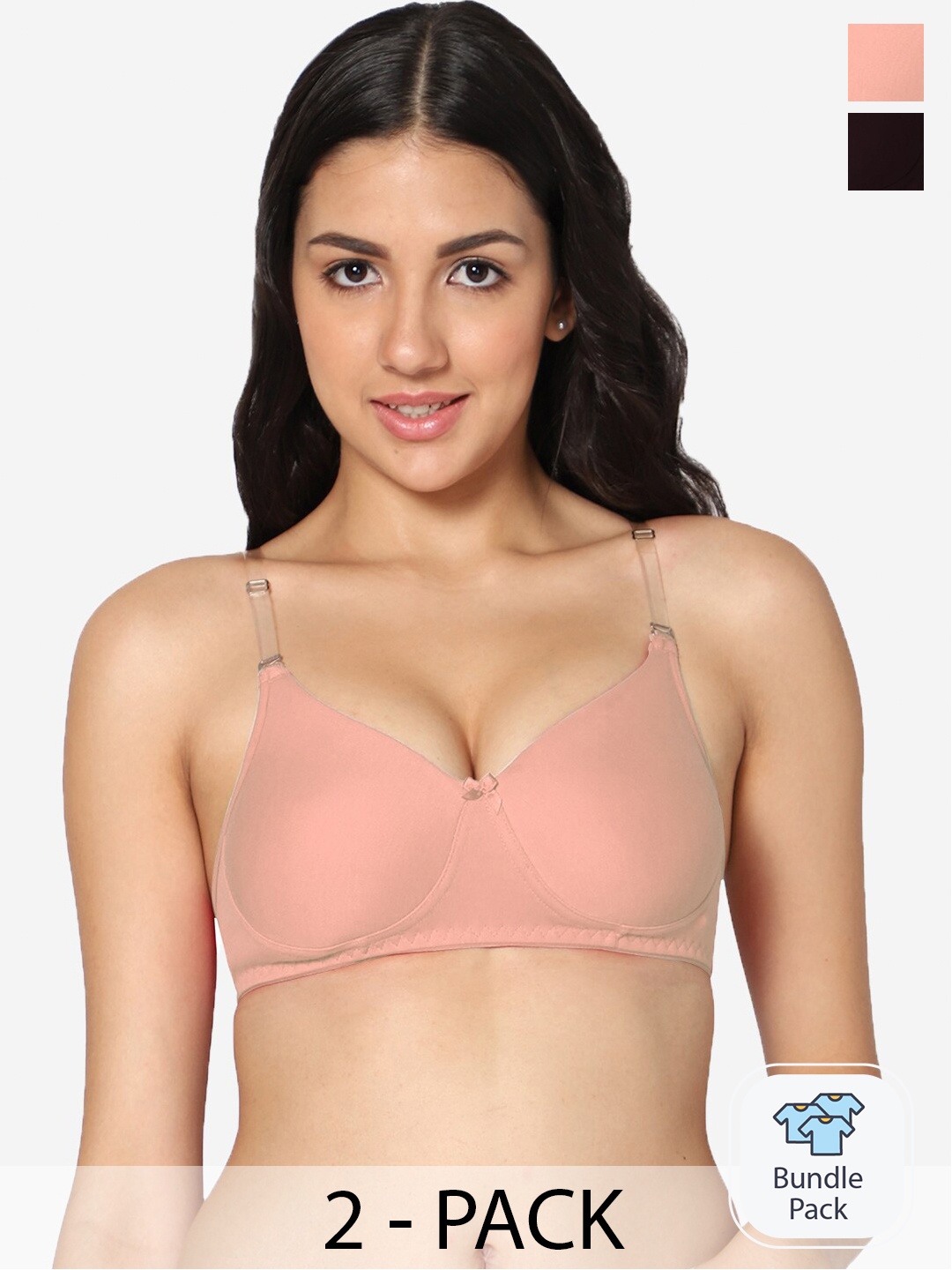 

In Care Pack Of 2 Full Coverage Heavily Padded All Day Comfort Push-Up Bra, Black