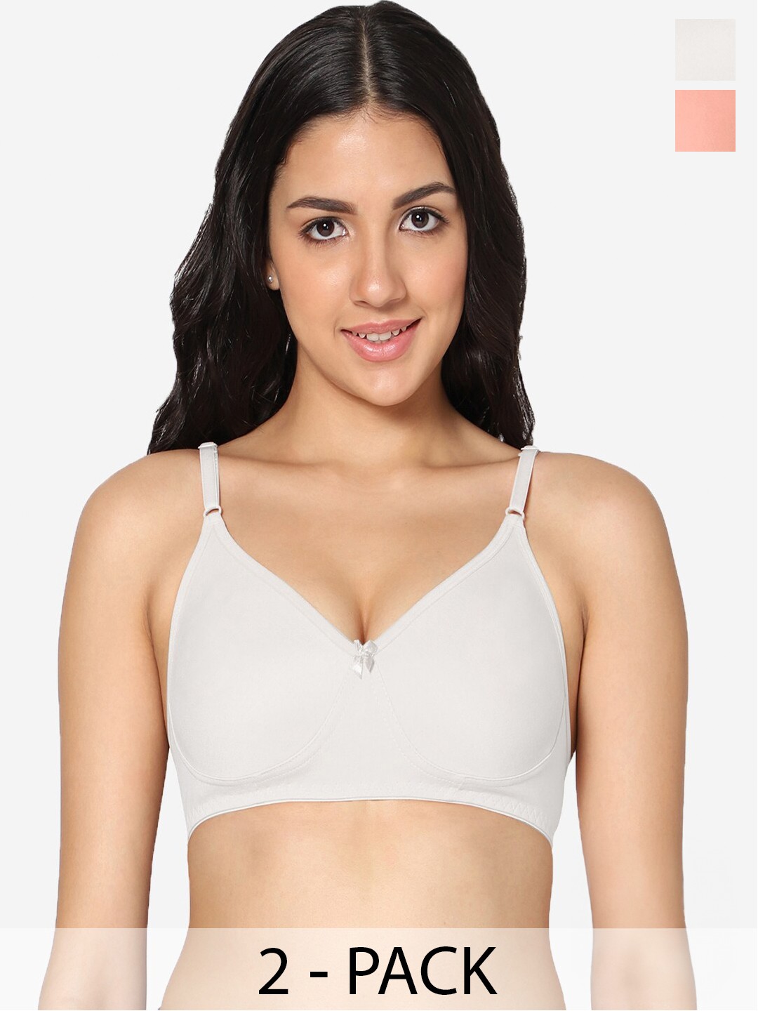 

In Care Pack Of 2 Full Coverage Heavily Padded All Day Comfort Cotton T-shirt Bra, Peach