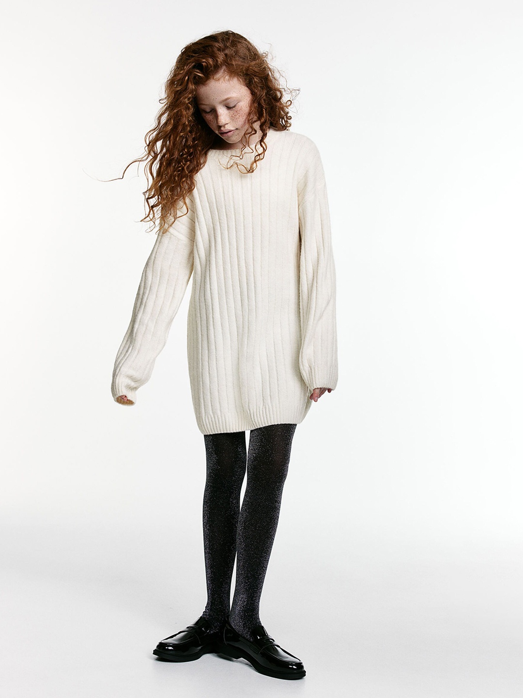 

H&M Girls Oversized Knitted Dress, White