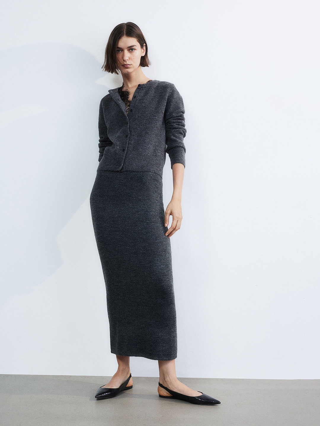 

H&M Knitted Cardigan, Grey