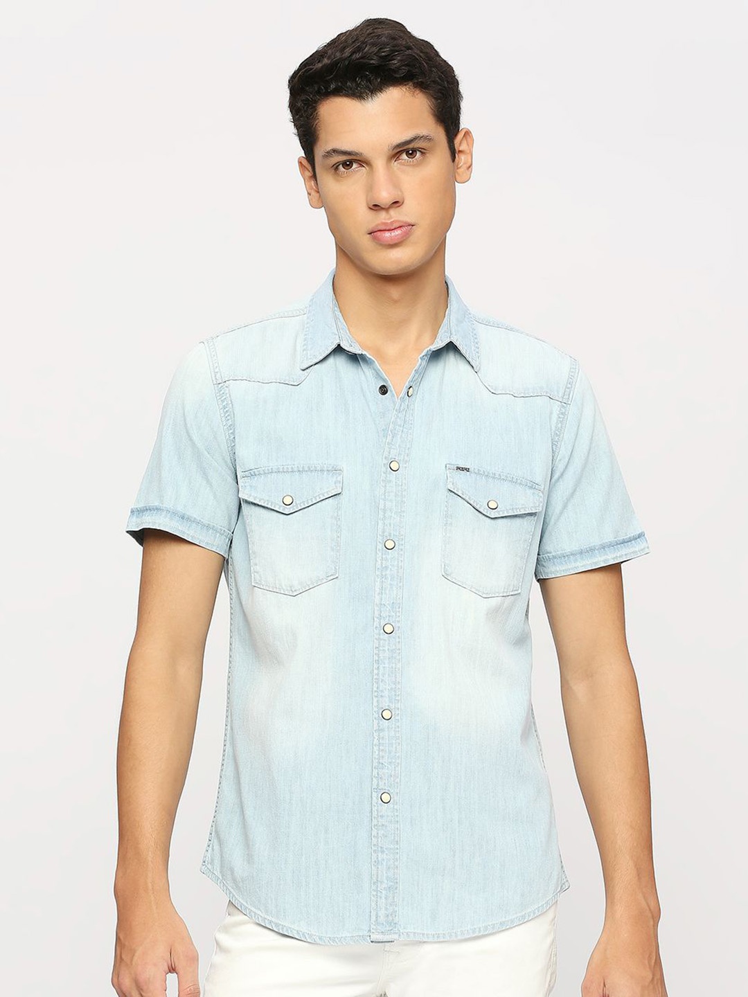 

Pepe Jeans Faded Pure Cotton Casual Shirt, Blue