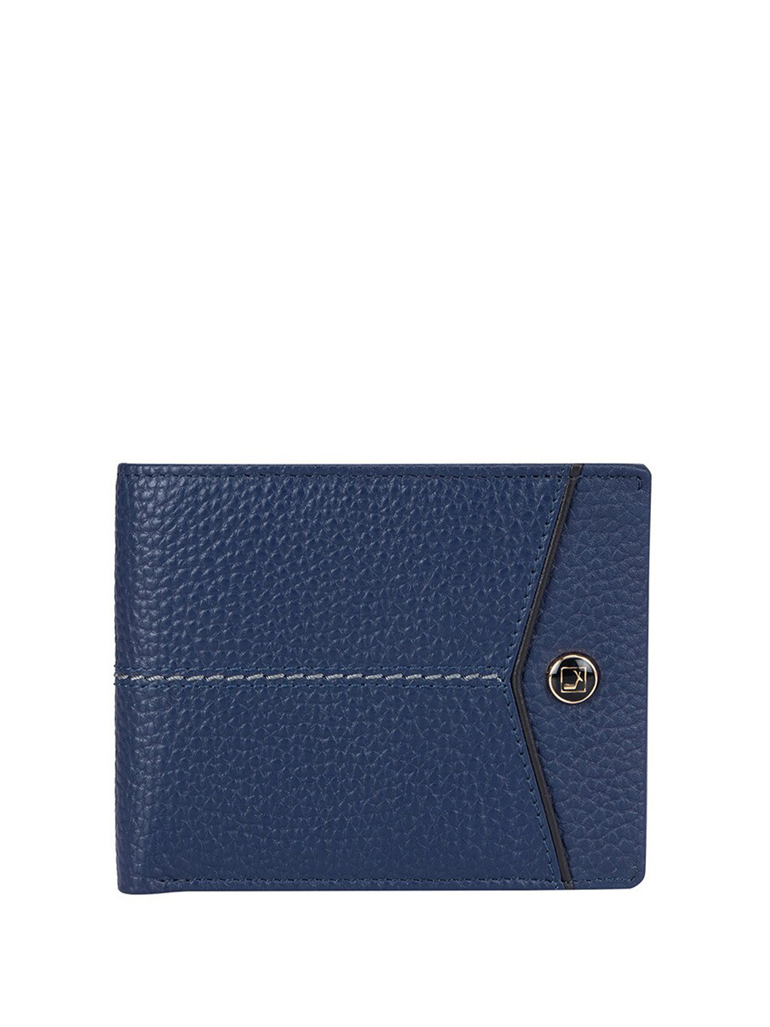 

Da Milano Men Textured Leather Two Fold Wallet, Blue