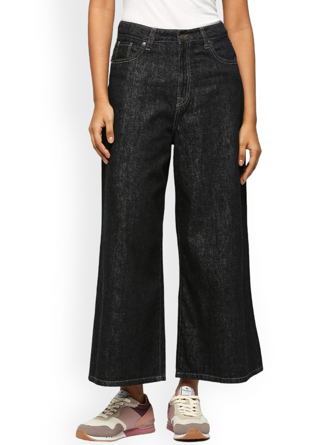 

Pepe Jeans Women Wide Leg High-Rise Light Fade Cotton Clean Look Jeans, Blue