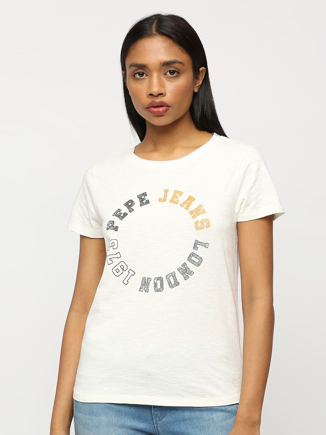 

Pepe Jeans Typography Printed Pure Cotton T-shirt, White