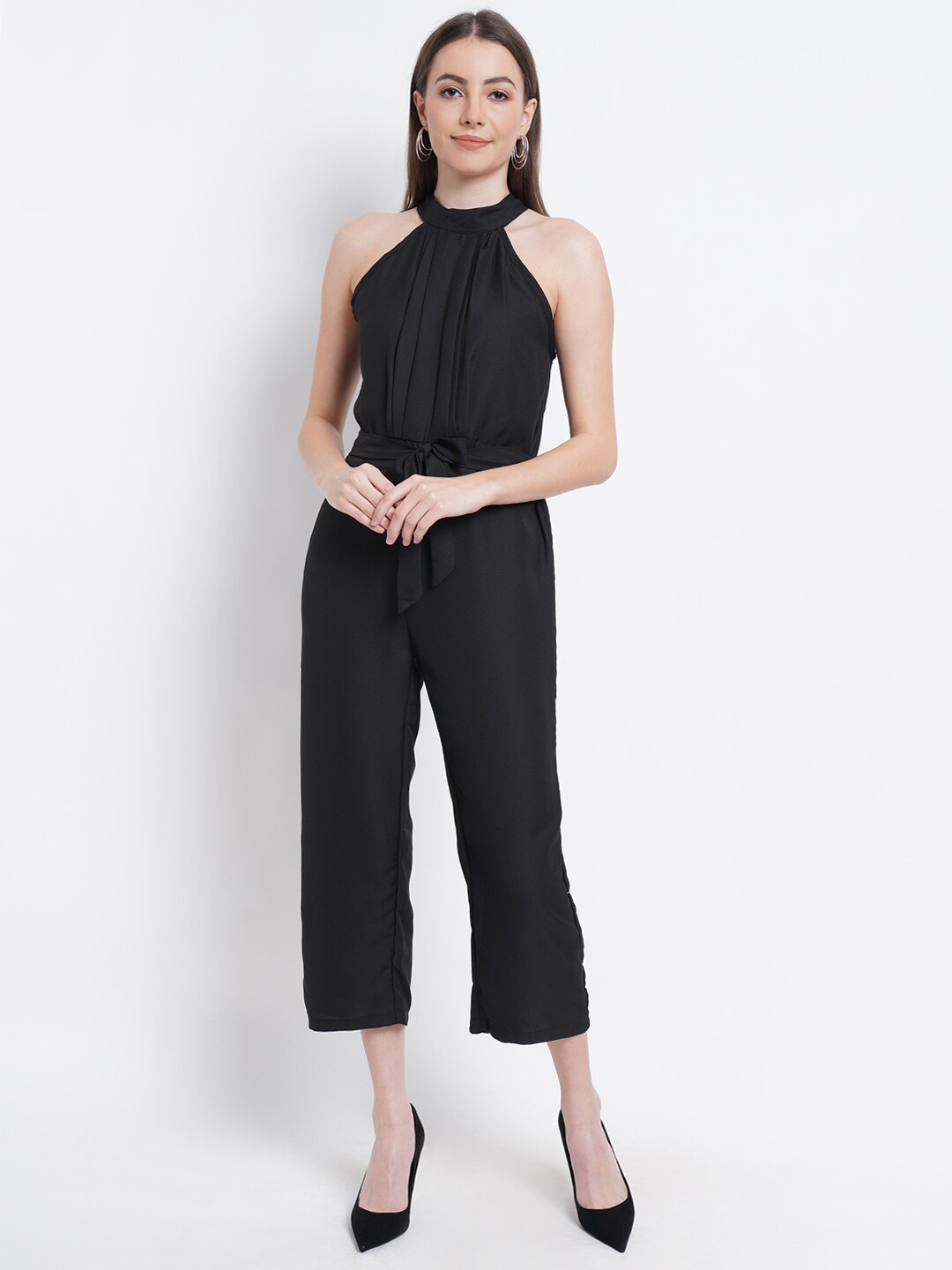 

Purple State Round Neck Basic Jumpsuit, Black