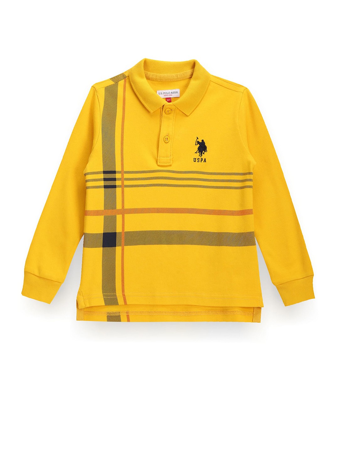 

U.S. Polo Assn. Kids Boys Striped Polo Collar Pure Cotton T-Shirt, Yellow