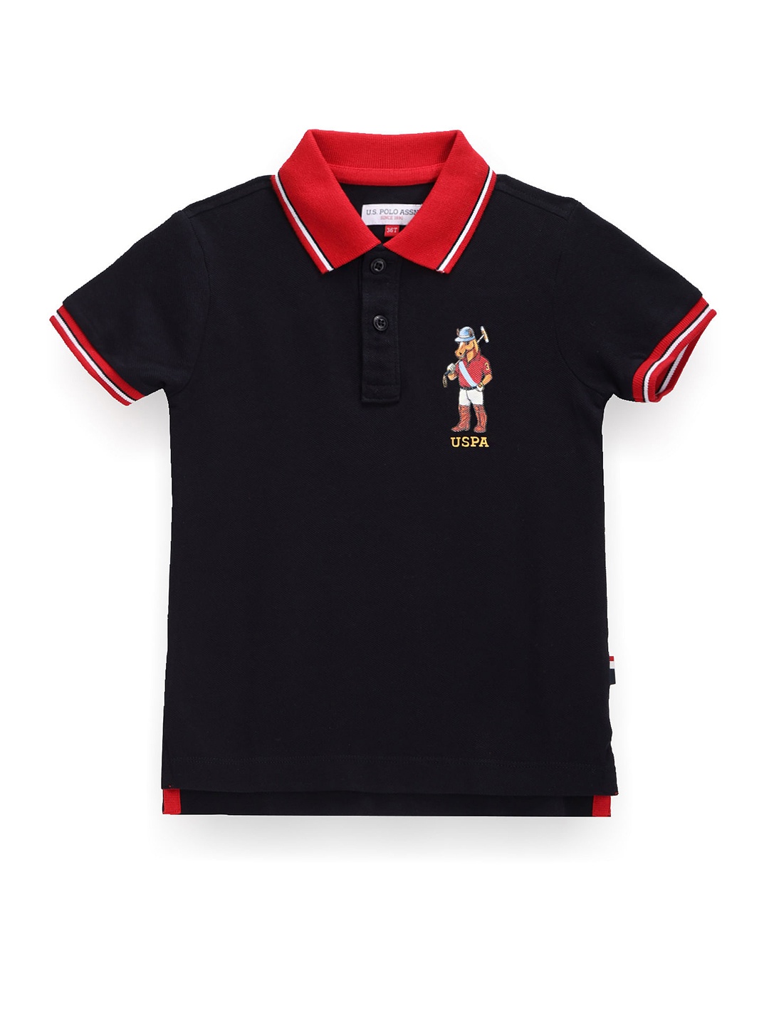 

U.S. Polo Assn. Kids Boys Polo Collar Pure Cotton T-Shirt, Black