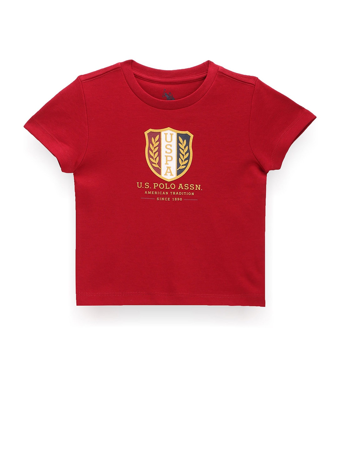 

U.S. Polo Assn. Kids Boys Brand Logo Printed Pure Cotton T-shirt, Red