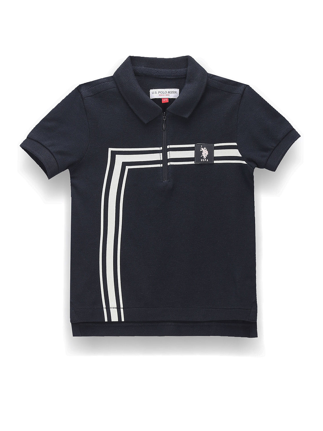 

U.S. Polo Assn. Kids Boys Striped Polo Collar Pure Cotton T-shirt, Navy blue