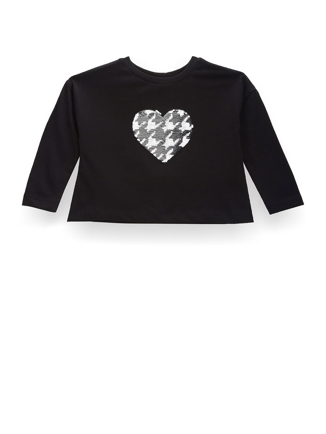 

U.S. Polo Assn. Kids Girls Sequinned Pure Cotton T-shirt, Black