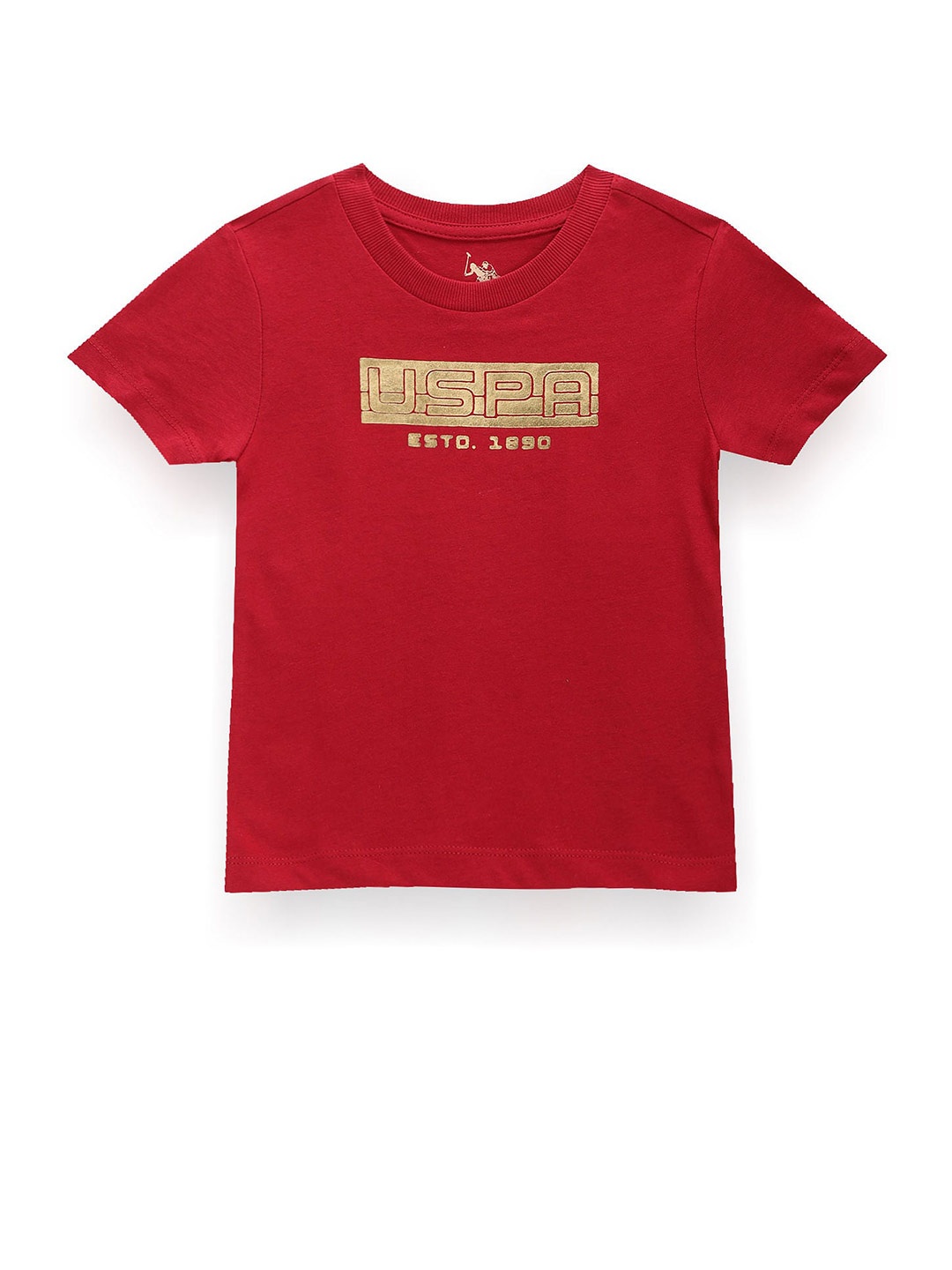 

U.S. Polo Assn. Kids Boys Typography Printed Pure Cotton T-Shirt, Red
