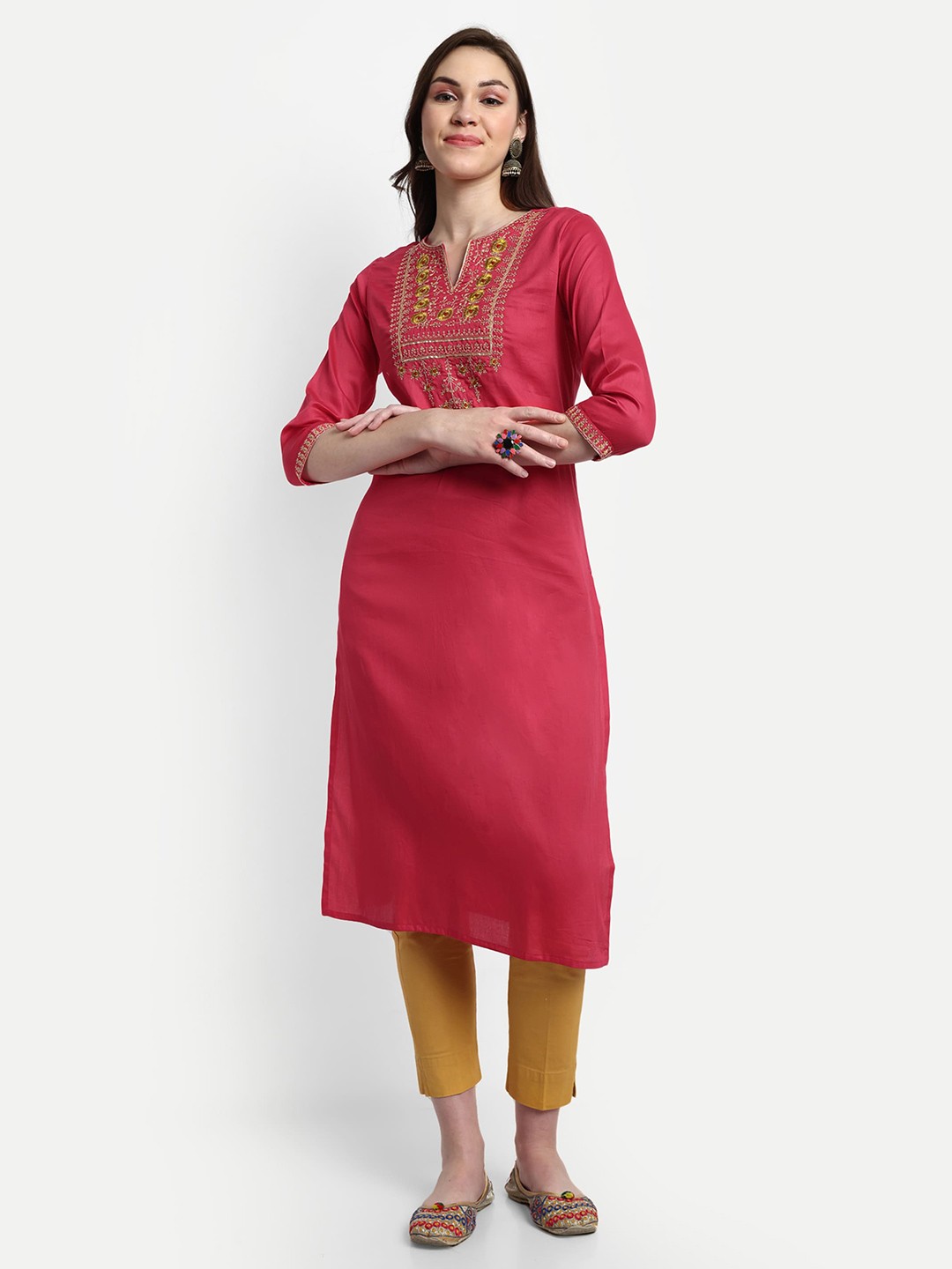 

KAVITA GUPTA Embroidered Straight Kurta, Coral