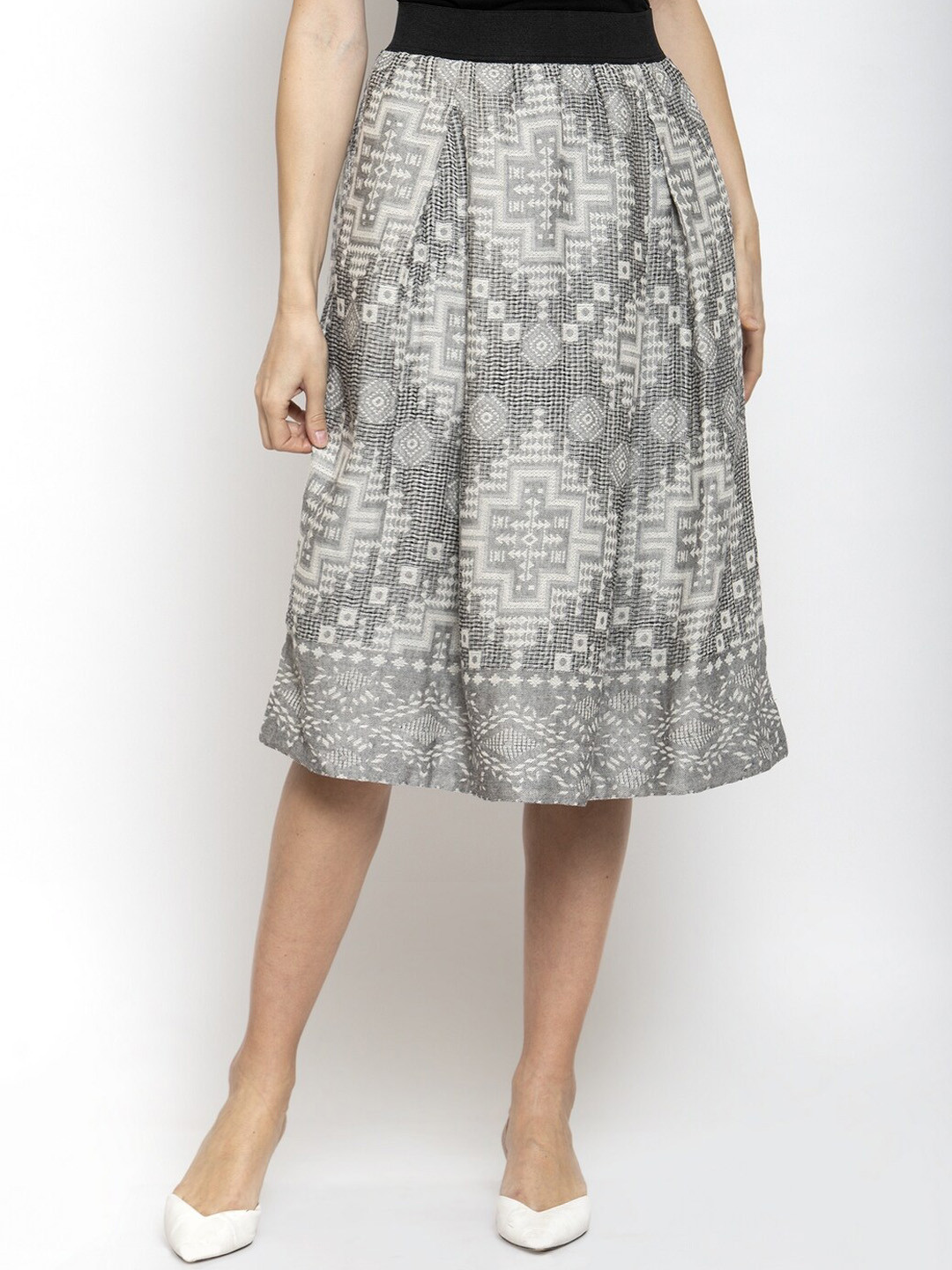 

Purple State Self-designed Jaquard Midi Skirt, Grey