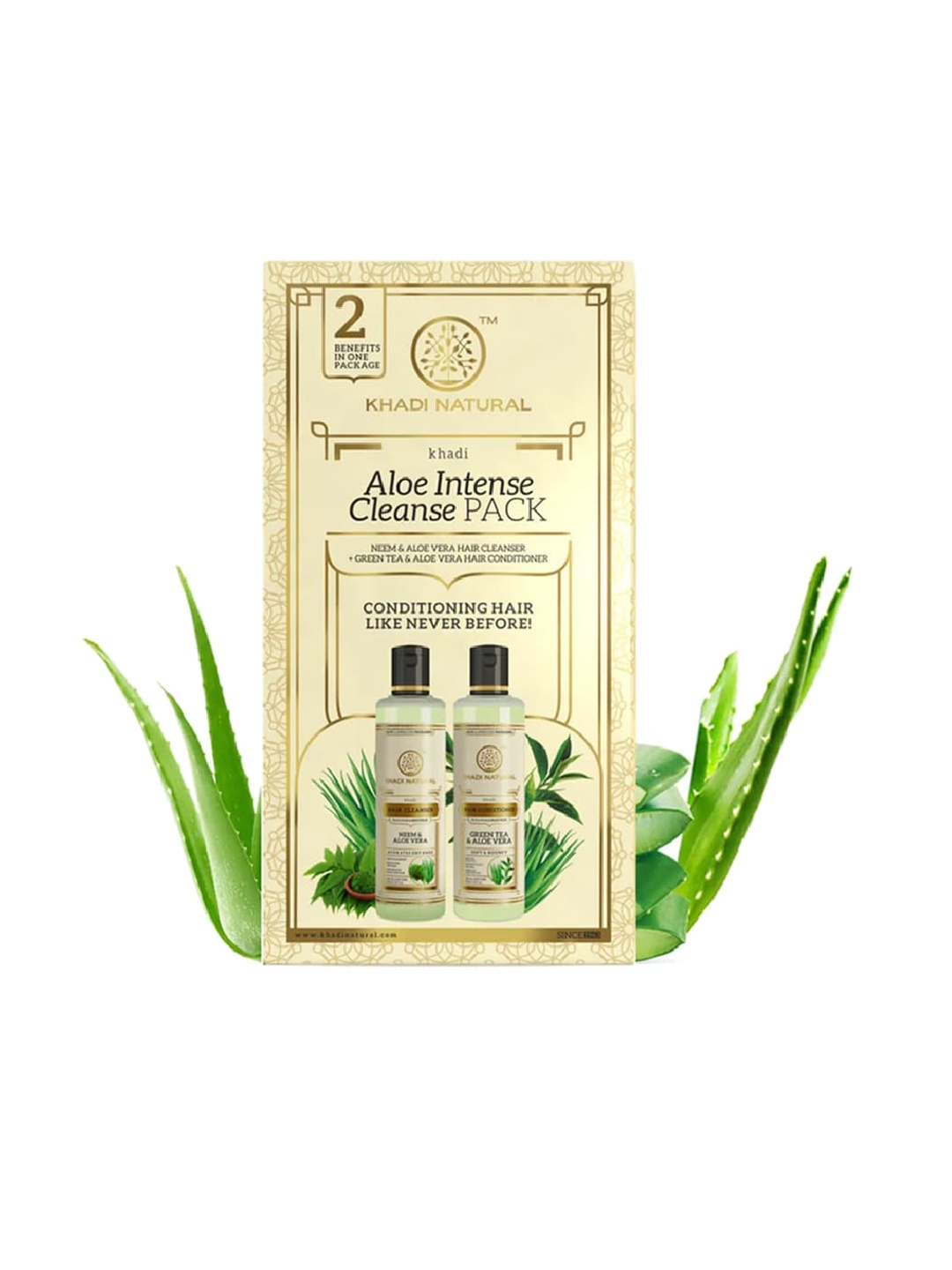 

Khadi Natural Aloe Intense Hair Cleanse Pack - 210 ml each, Green