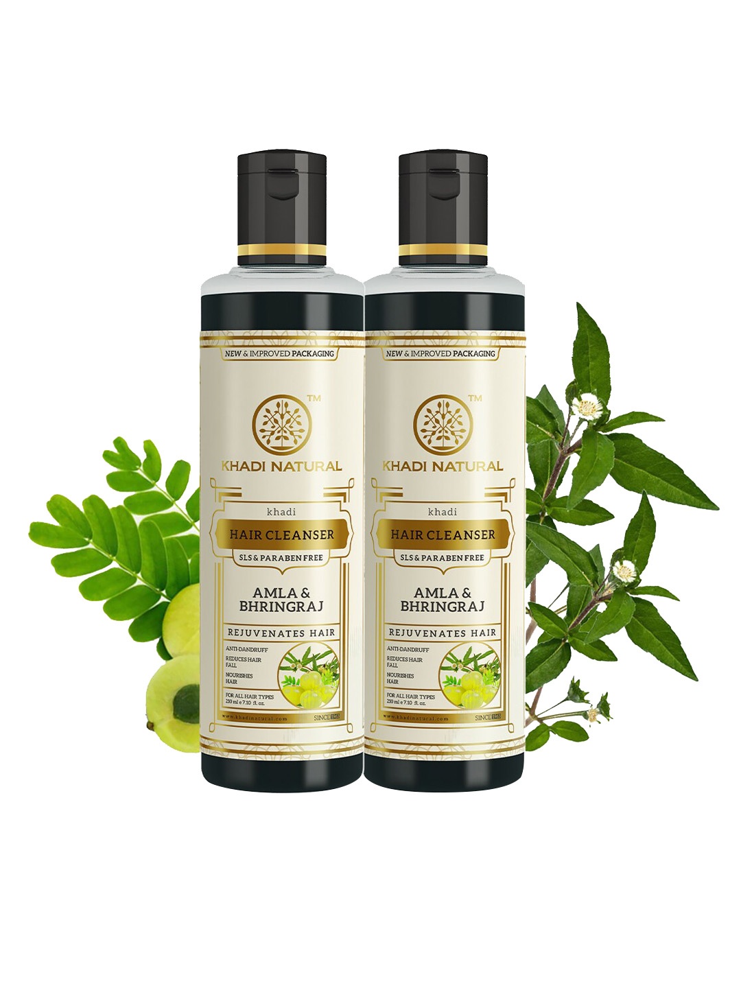 

Khadi Natural Set of 2 Amla & Bhringraj Hair Cleanser with Reetha - 210 ml each, Beige