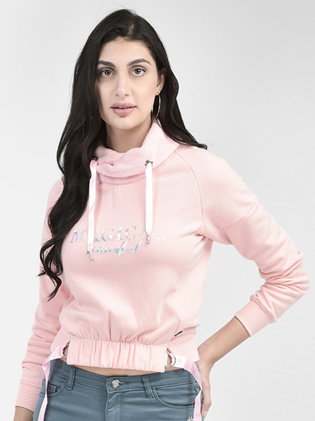 

Crimsoune Club Typography Printed Hooded Sweatshirt, Pink