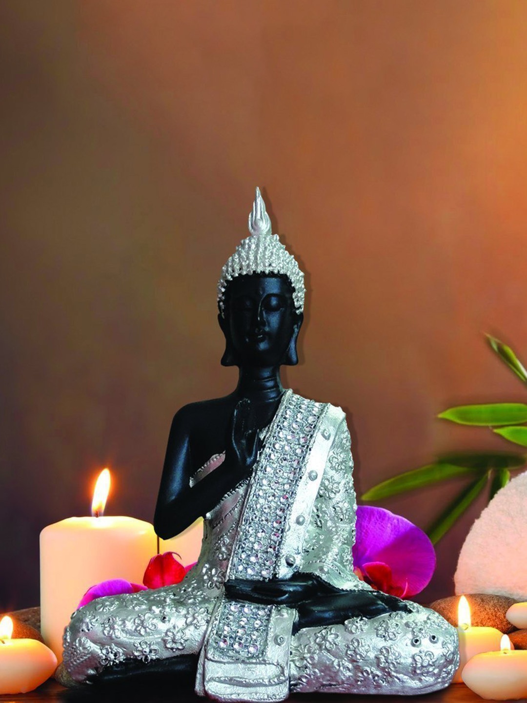 

eCraftIndia Gold & Black Meditating Blessing Buddha Showpiece