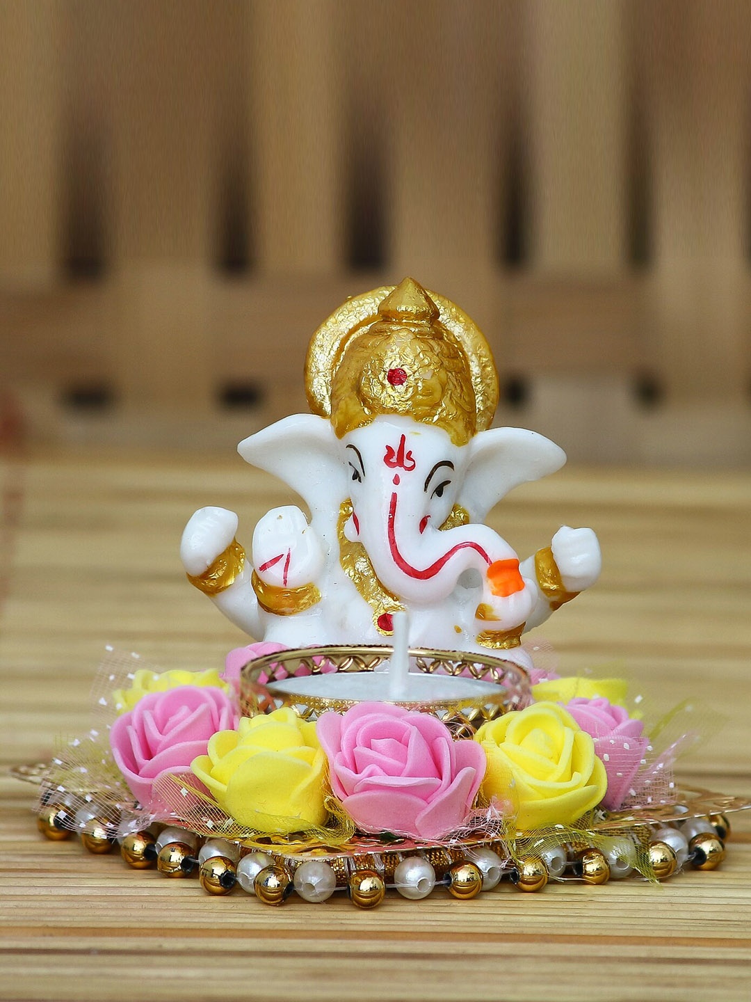 

eCraftIndia White & Pink Lord Ganesha Showpiece