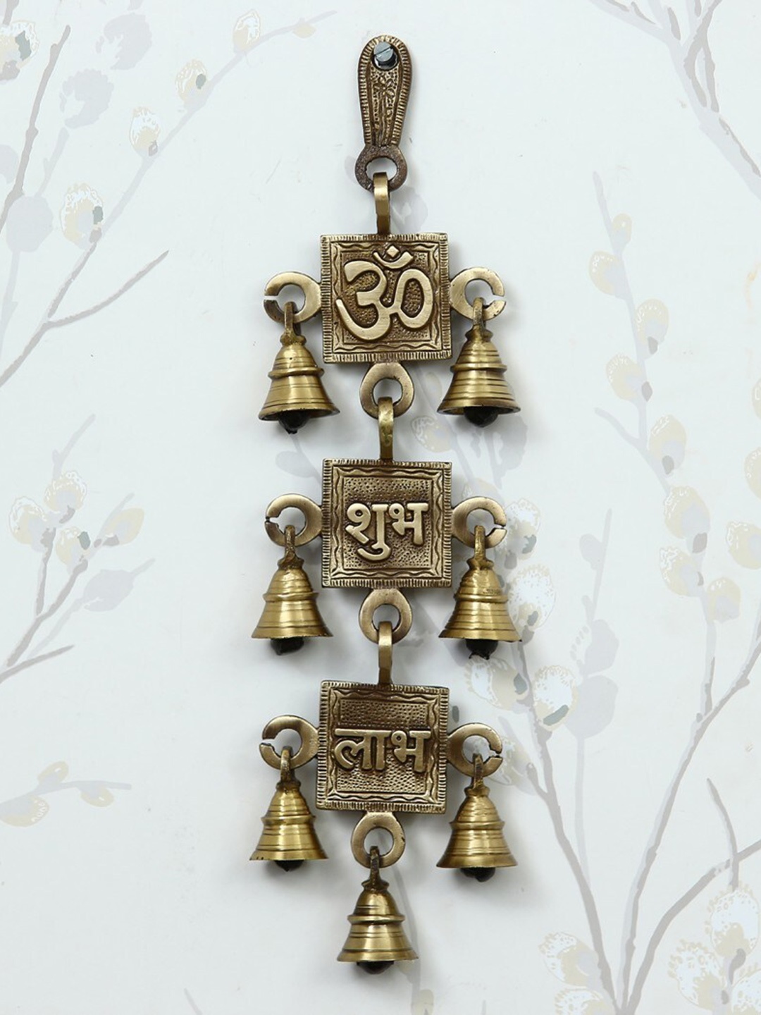 

eCraftIndia Brown Textured Om Shubh Brass Idol Wall Hanging