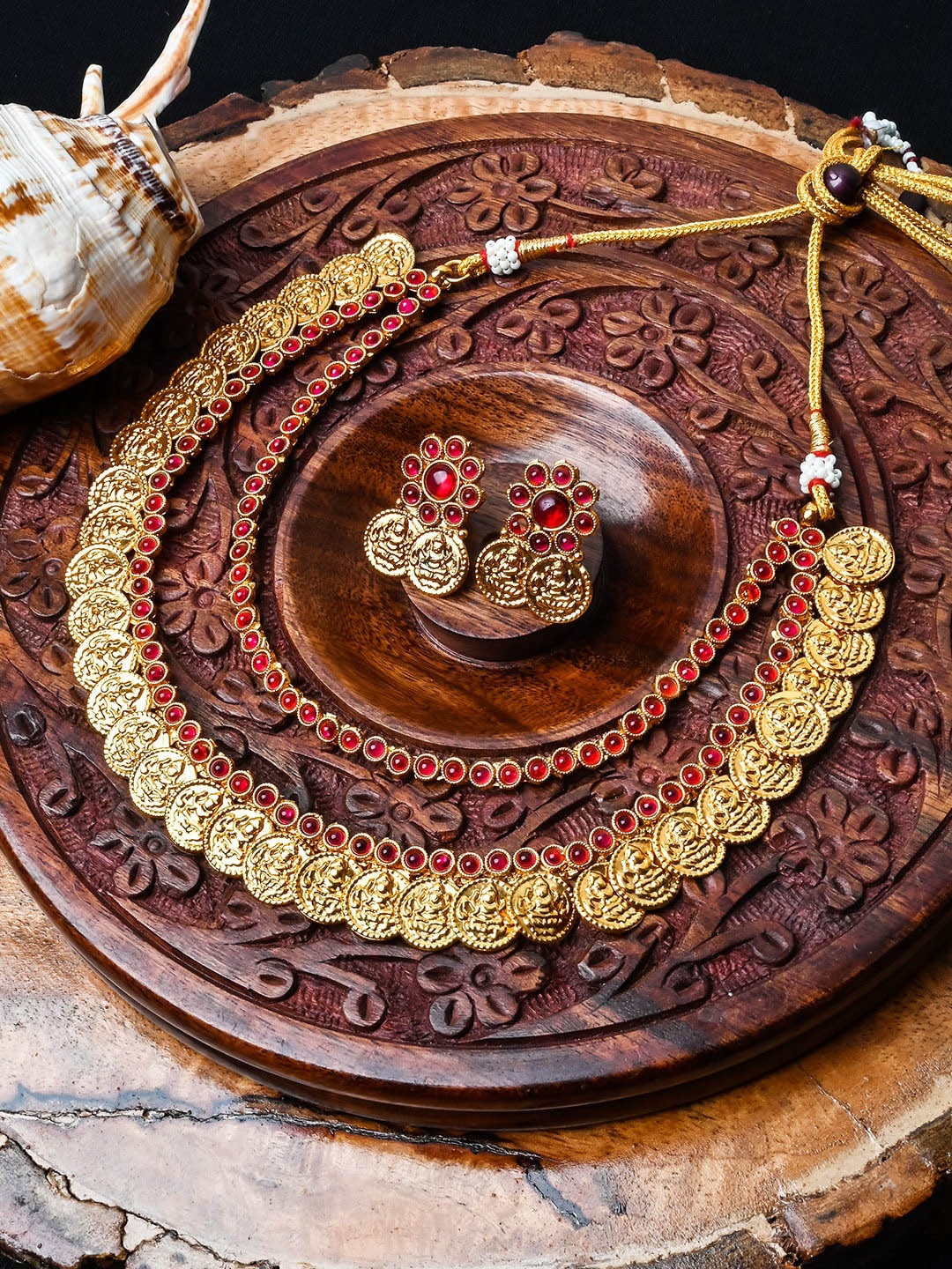 

StileAdda Gold Plated Stones Studded & Beaded Temple Jewellery Set