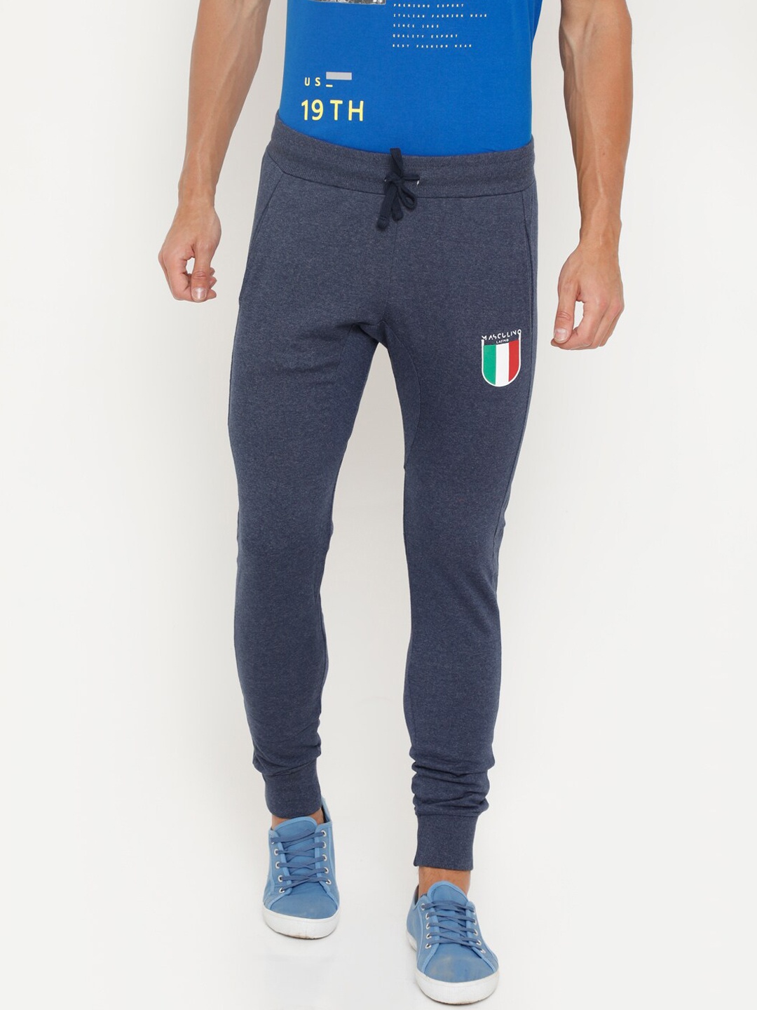 

Masculino Latino Men Cotton Mid-Rise Joggers, Blue