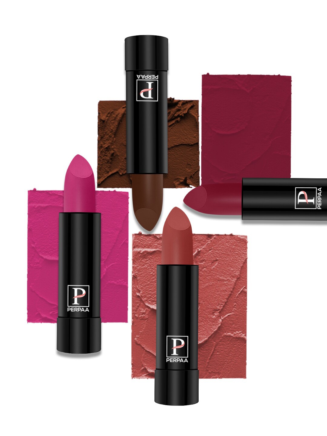 

PERPAA Set Of 4 Creamy Matte Long Lasting Lipsticks 3.5g Each - 67+71+73+87, Multi