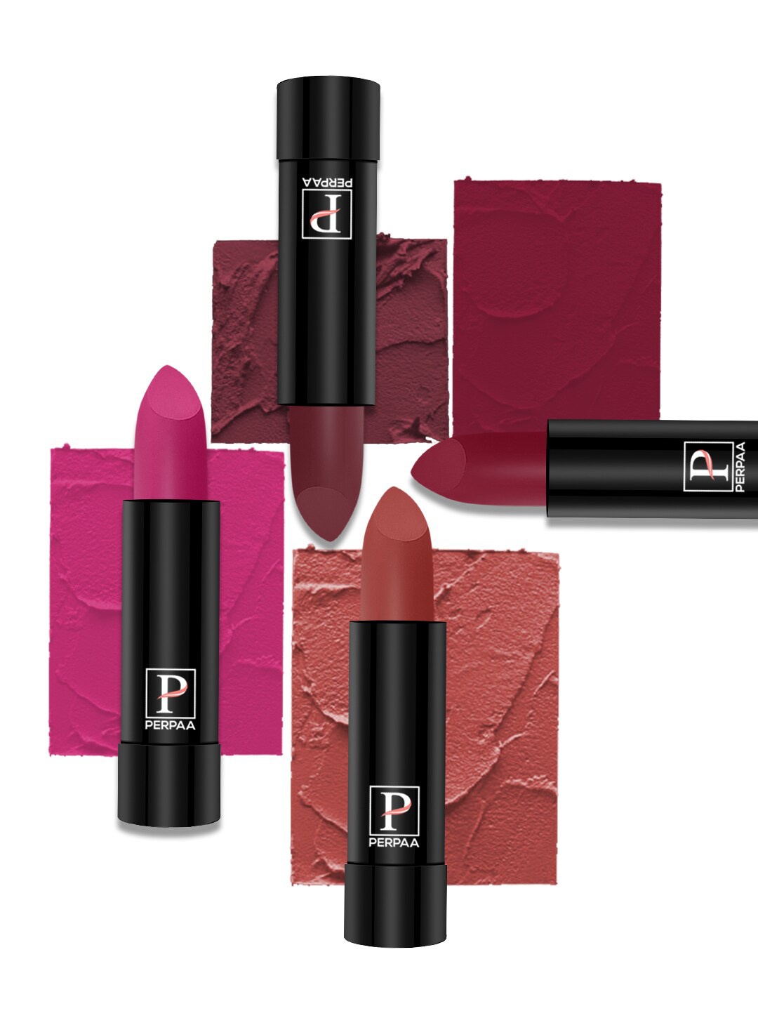 

PERPAA Set Of 4 Creamy Matte Long Lasting Lipsticks 3.5g Each - 71+73+80+87, Multi