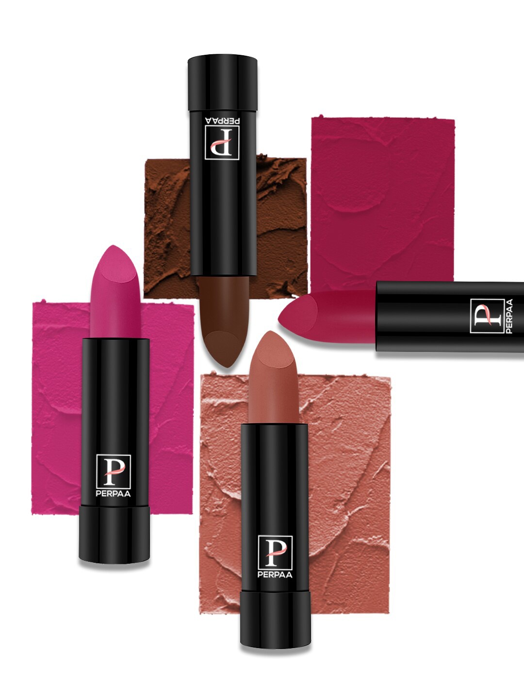 

PERPAA Set Of 4 Creamy Matte Long Lasting Lipsticks 3.5g Each - 62+67+71+84, Multi