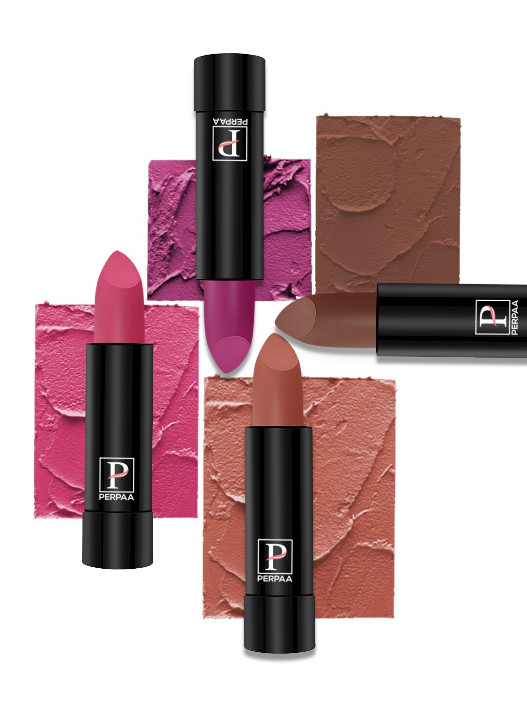 

PERPAA Set Of 4 Creamy Matte Long Lasting Lipsticks 3.5g Each - 58+60+62+111, Multi