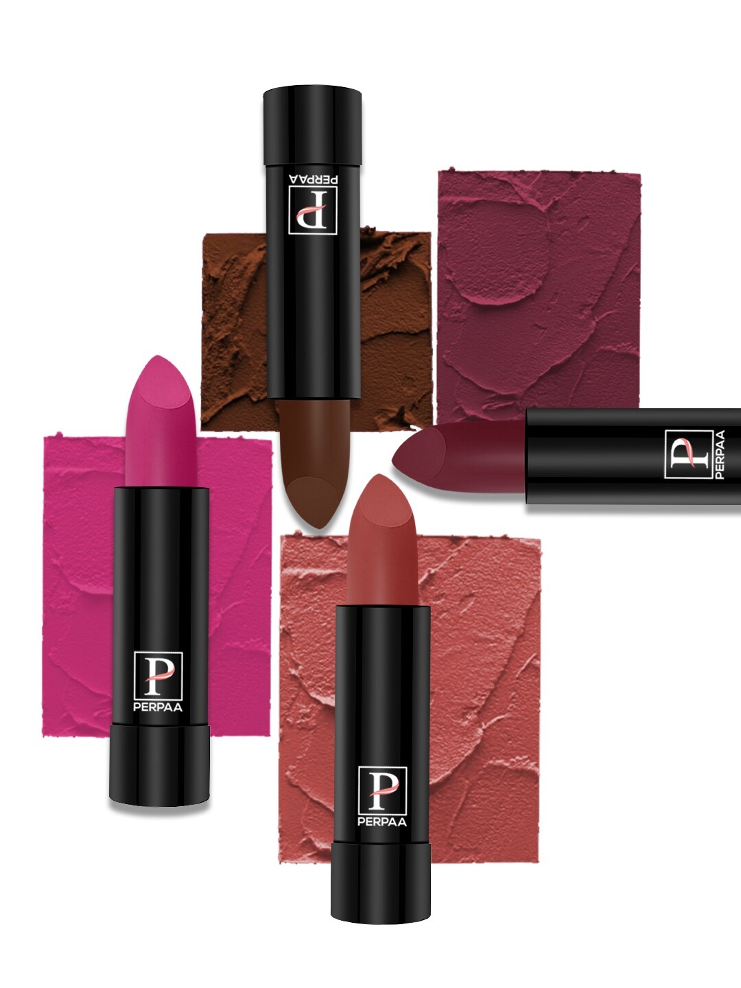 

PERPAA Set of 4 Creamy Matte Long Lasting Lipstick With Beeswax- Shades 67 + 71 + 73 + 96, Pink