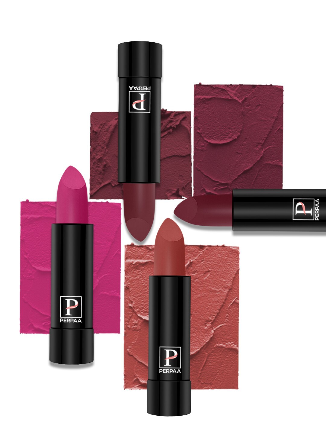 

PERPAA Cremy Matte 4Pcs Long Lasting Lipstick 3.5g Each - 71-73-80-96, Pink