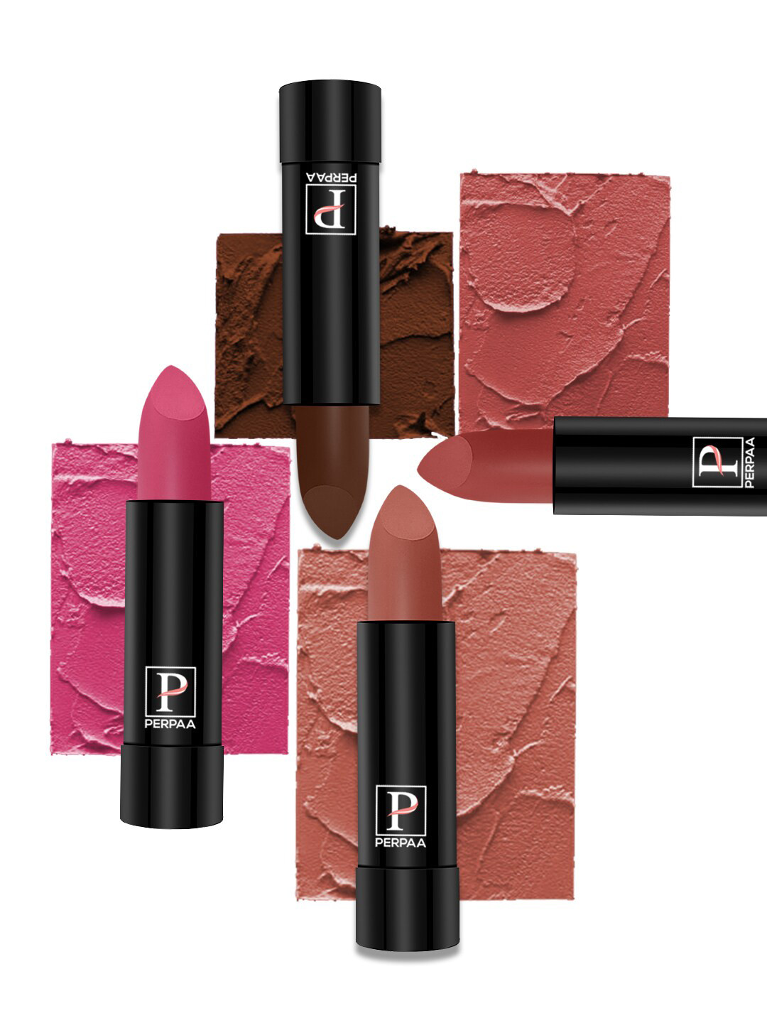 

PERPAA Set of 4 Creamy Matte Long Lasting Lipstick With Beeswax- Shades 60 + 62 + 67 + 73, Pink