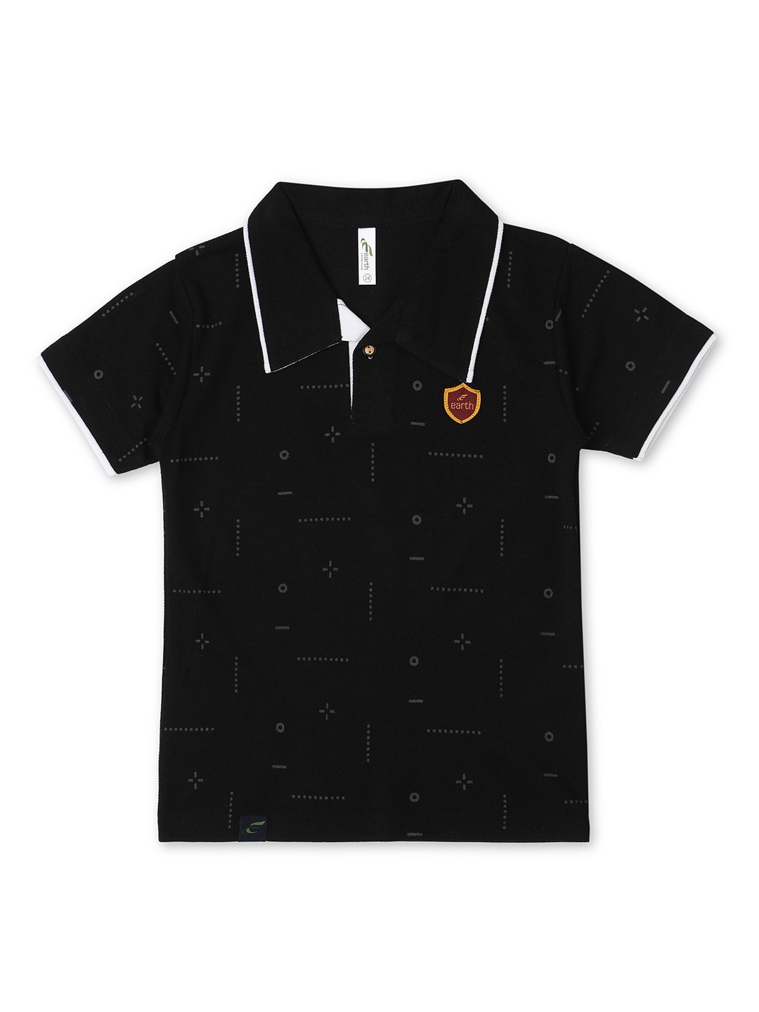 

earth conscious Boys Abstract Printed Polo Collar Cotton T-shirt, Charcoal