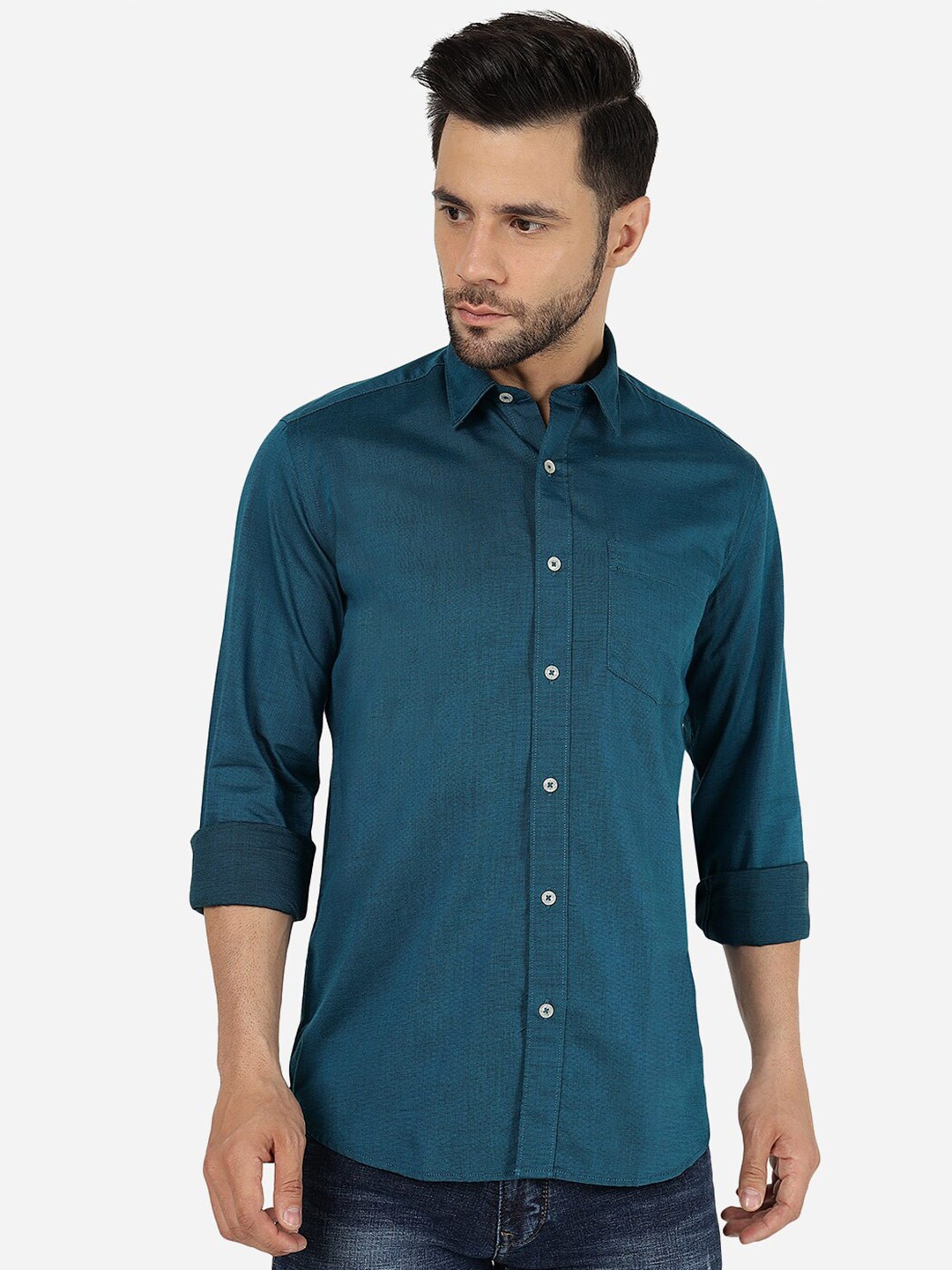 

JADE BLUE Slim Fit Cotton Casual Shirt